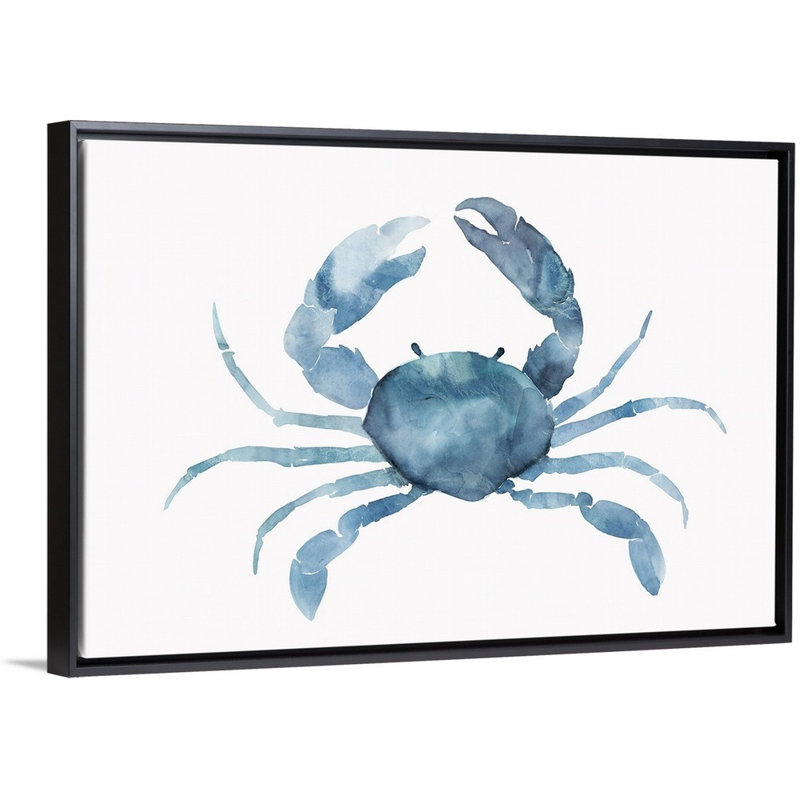 Reproduction d’art sur toile, "Blue Crab" par Isabelle Z, Cadre noir, H 22 po x l 32 po x P 1,75po