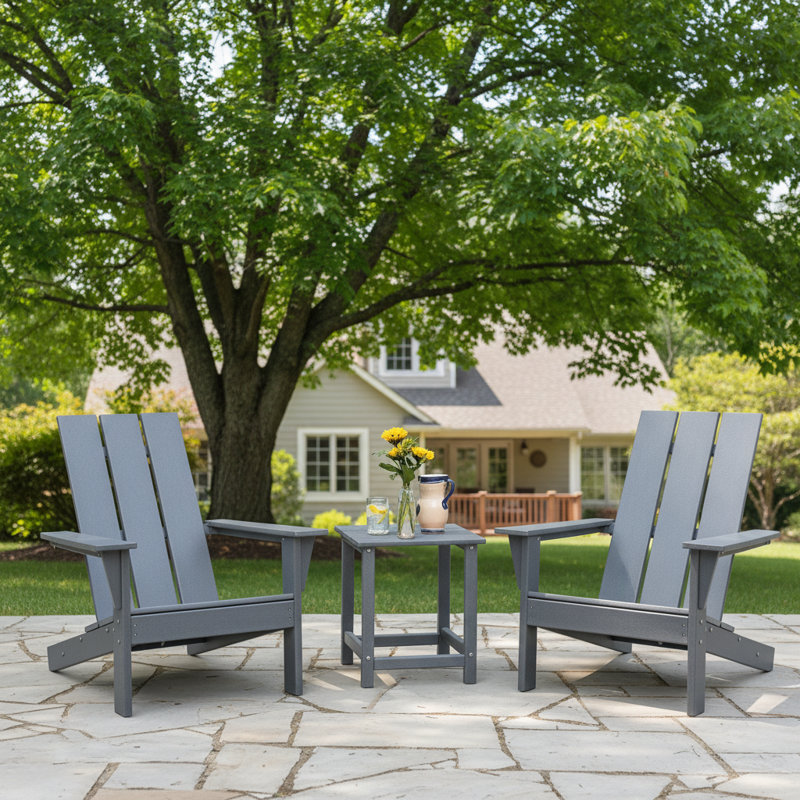 All-Weather HDPE Adirondack Chair With Table, Two-Piece Set