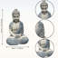 Statue de Bouddha en résine résistante aux intempéries de 16 po avec décor floral bleu pour décor zen extérieur et intérieur
