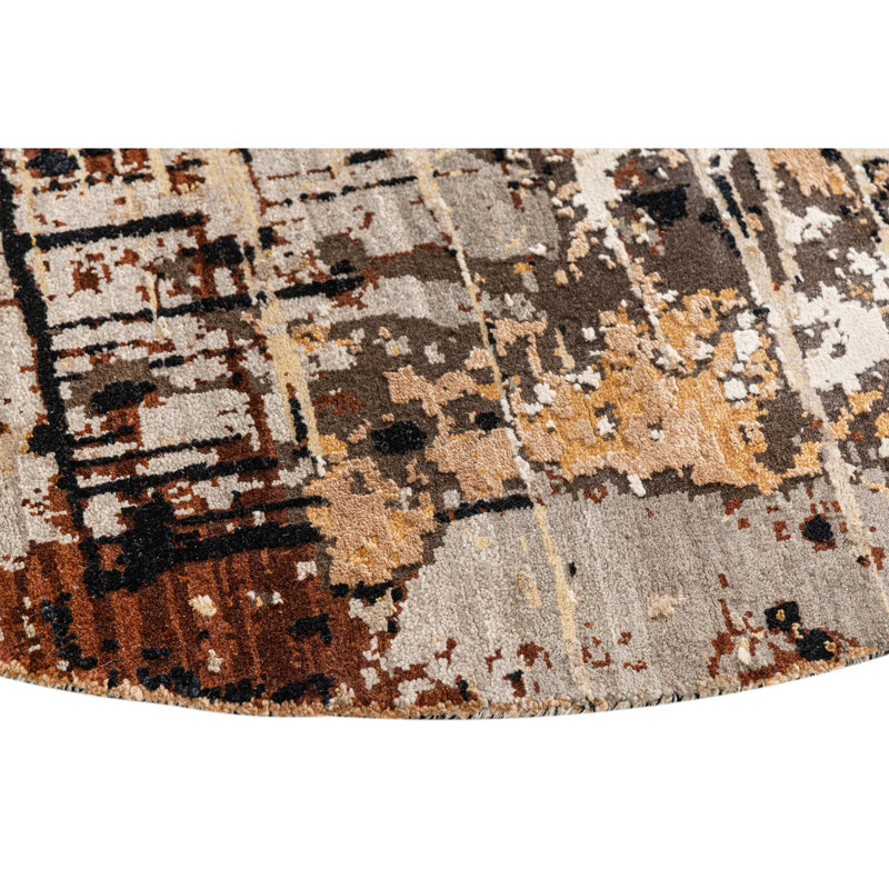 Handmade Silk and Wool Abstract Area Rug