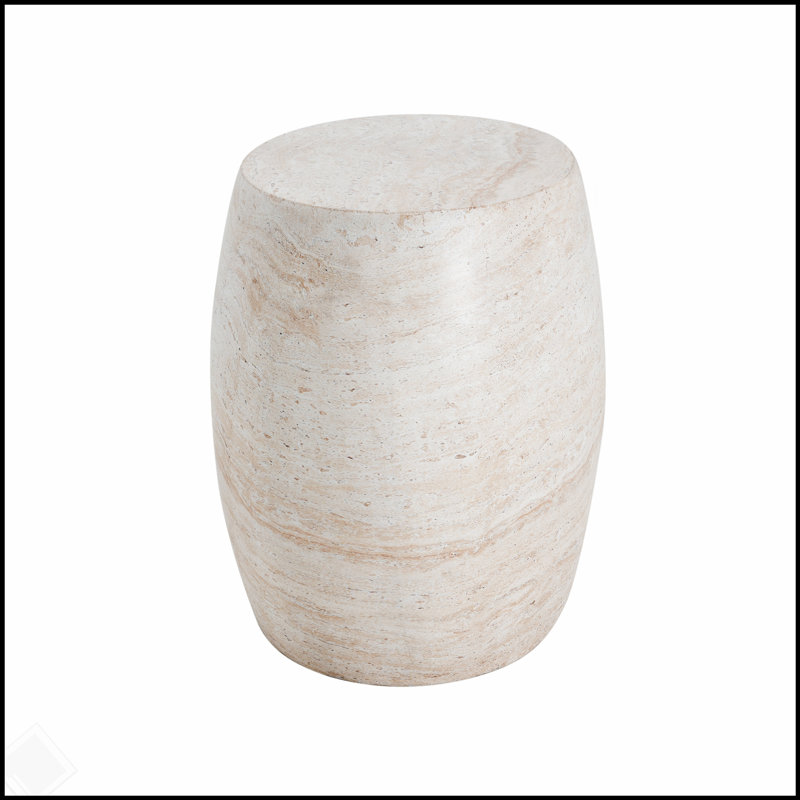 Table d'appoint extérieure / intérieure en béton léger, finition ovale en travertin pour une touche élégante et durable