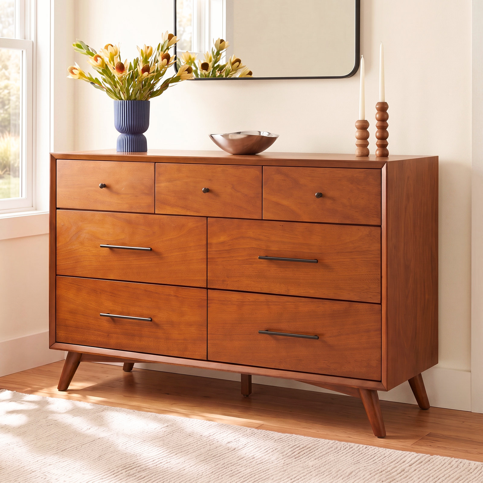 Williams 56" Mahogany Dresser, Chestnut