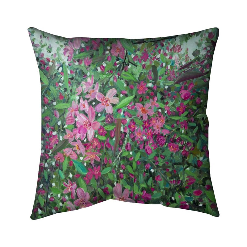 Cherry tree blooming Bedroom Green poly twill throw | Decor