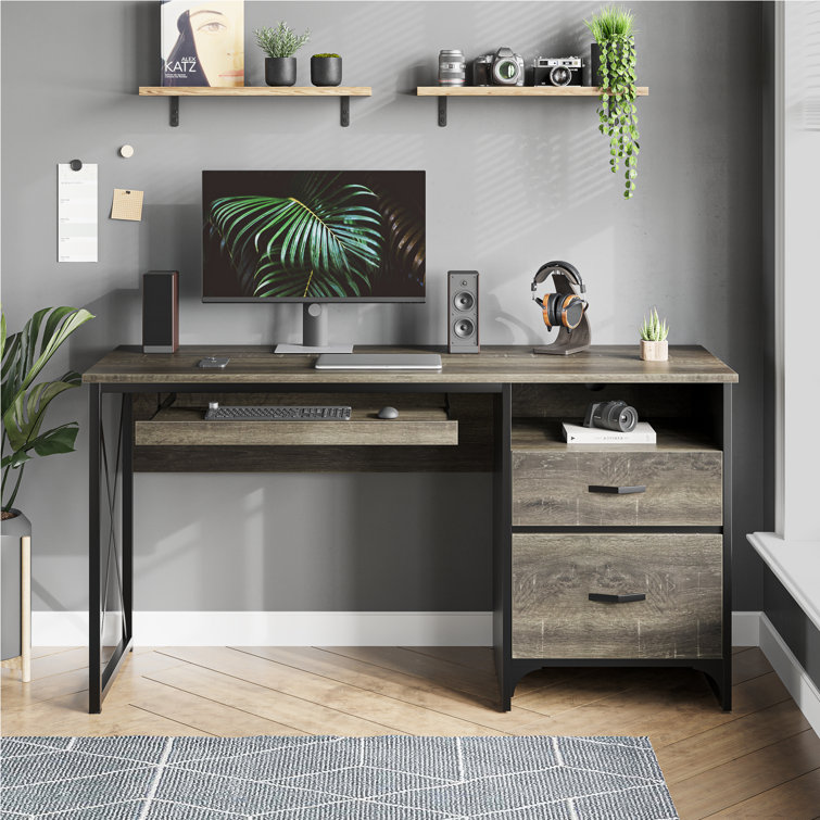 Labelle 55" W Writing Study Computer Table Workstation with Keyboard Tray