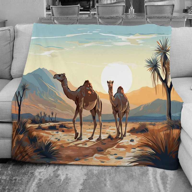 Camel Machine Printed Throw Blanket, Twin