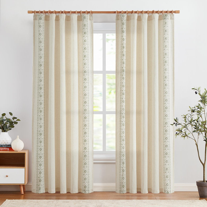 Sage Green Vintage Floral Farmhouse Curtains 84 Inches Long Linen Blend Curtains Embroidered Drapes Light Filtering Rod Pocket Sage On Beige 2 Panels