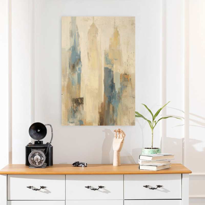 Silent Nyc Abstract Contemporary Geometric City Art, 24" H x 16" W