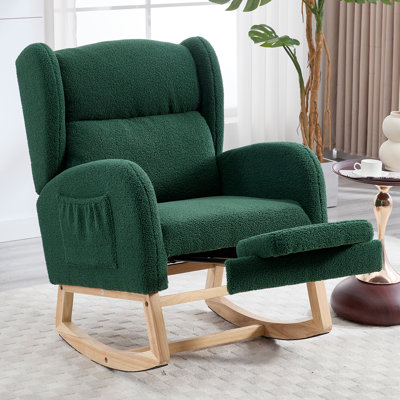 Fauteuil à bascule surdimensionné avec repose-pieds, fauteuil oscillant rembourré en peluche, fauteuil à bascule avec poche latérale, fauteuil de lecture décoratif pour le salon et l'allaitement