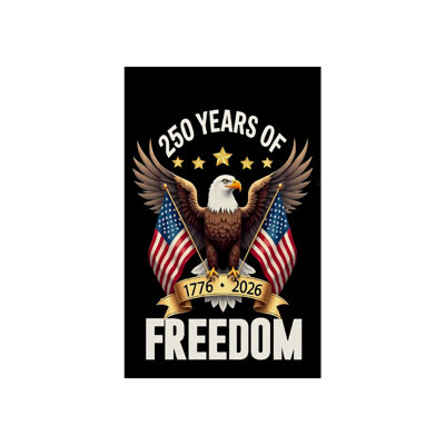 Eagle Freedom Lettering Black Background Hanging Flag 12X18 in (30 X 45cm) for Independence Day Home Gate Black
