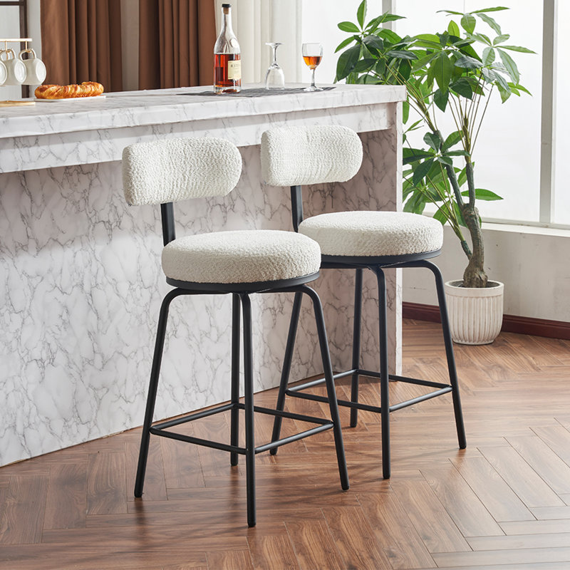 Ensemble de 2 tabourets de bar pivotants modernes, tables non comprises, Blanc