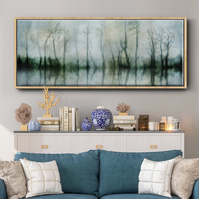 Mirrored Pond- Framed Canvas, 24" H x 60" W