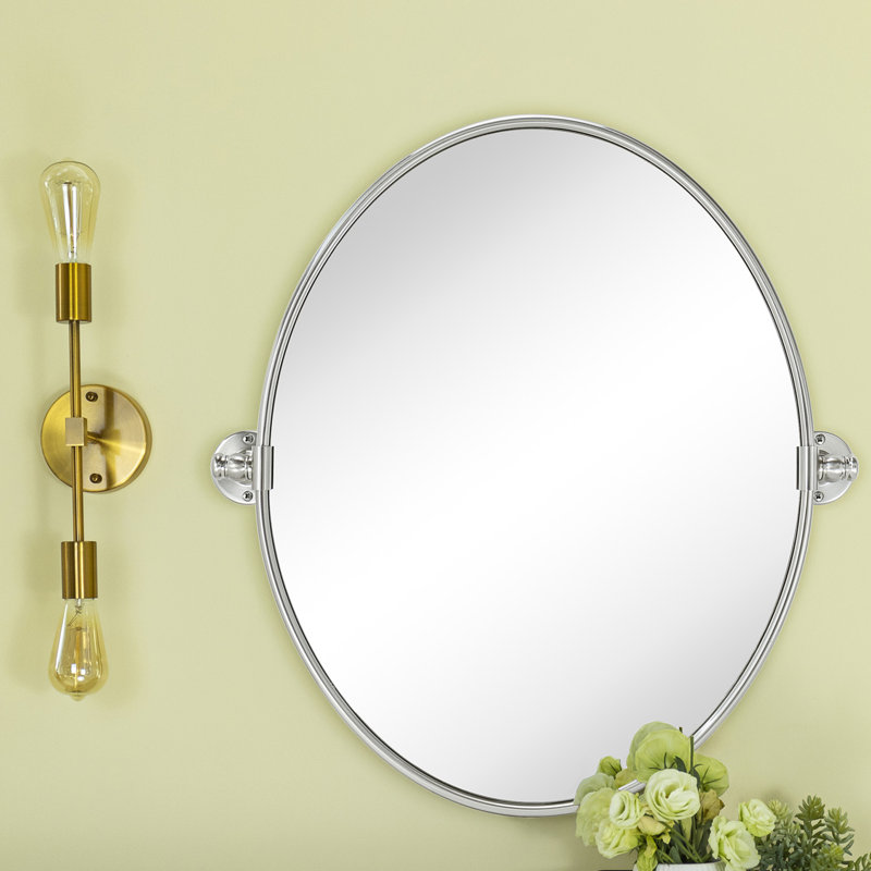 Miroir de salle de bain mural Luecinda, Chrome, 24 po x 19 po