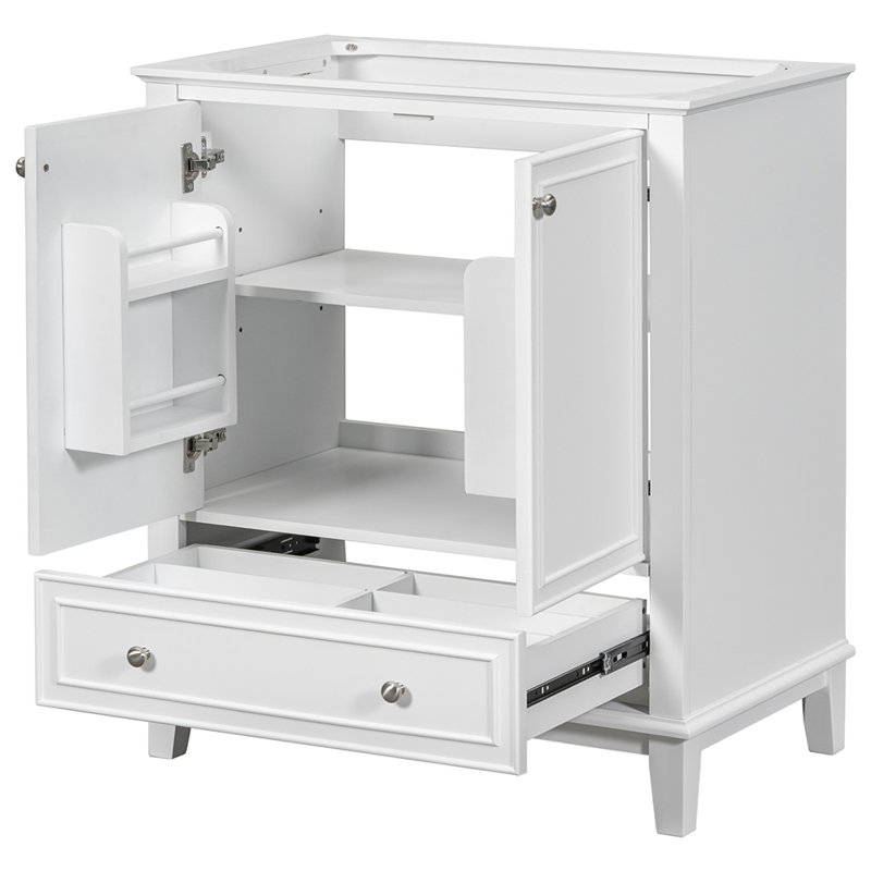 Rashiem 29.5'' Single Bathroom Vanity with Solid Wood+MDF Top, White