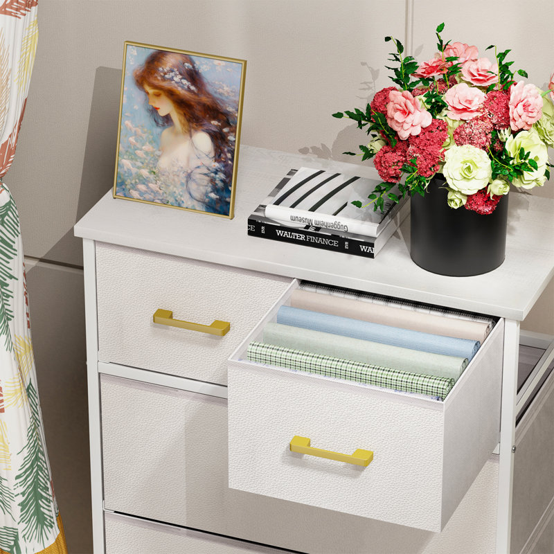 Tall Dresser for Bedroom with 6 Fabric Drawers Closet Organizers and Storage White Dresser Mansingh, White