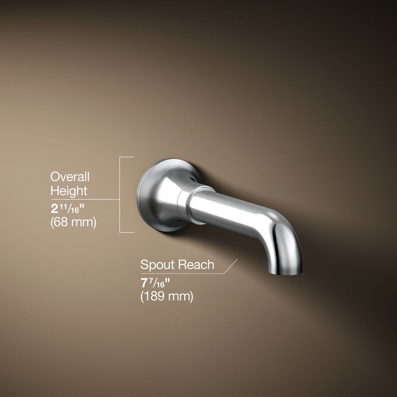 Tone Wall-Mount Non-Diverter Bath Spout, Polished Chrome
