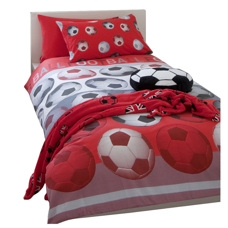 Football Duvet Cover Set with Pillowcases, Single Duvet Cover + 1 Standard Pillowcase, Red