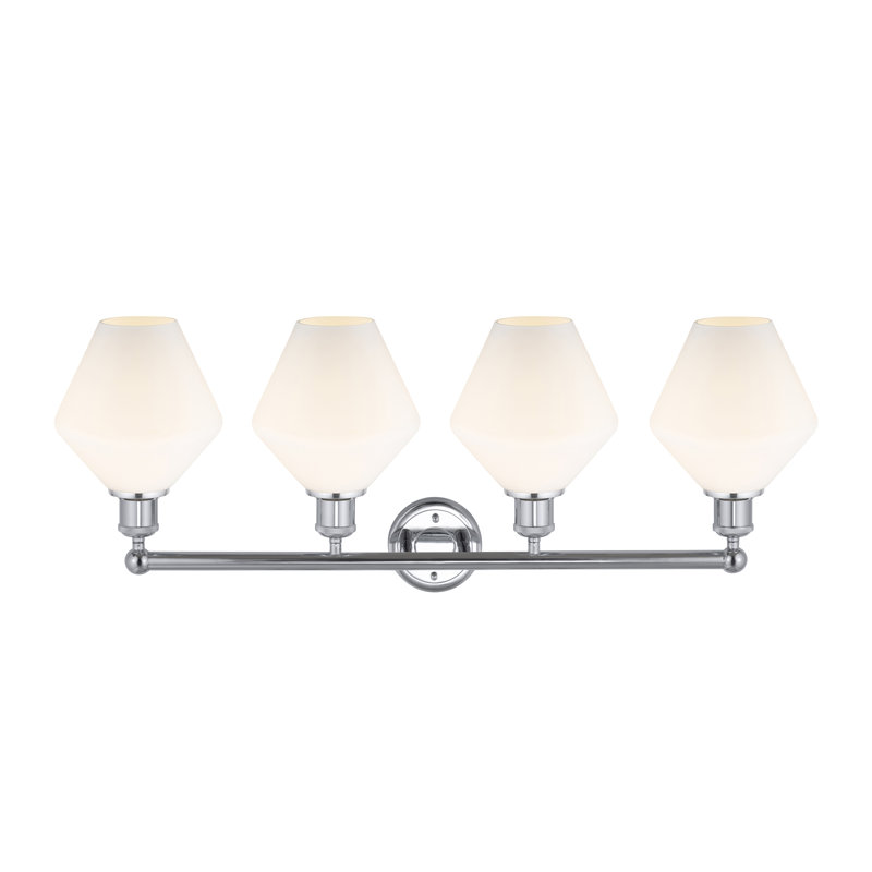 Éclairage de salle de bain à intensité variable 4 lumières Amylea, Blanc mat, Chrome poli
