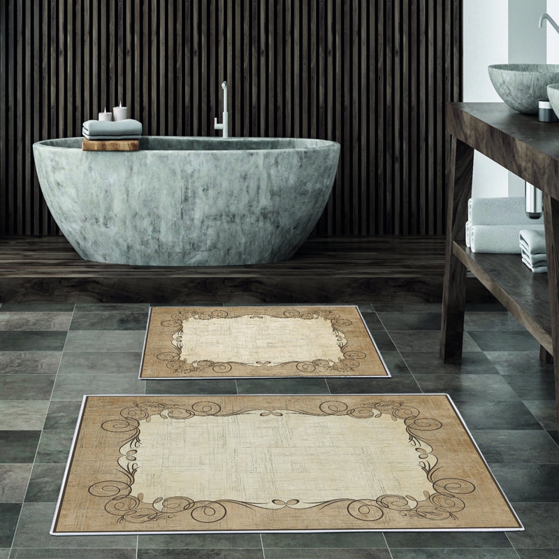 Luxurious Bathmat Set (2 Pieces), 100% Polyester, Non-Slip, Antibacterial | Dimensions: 19.7 x 23.6 inches & 23.6 x 39.4 inches | Ultra-Absorbent, Easy Clean Fabric, Machine Washable at 86°F | Perfect for Bathroom or Spa