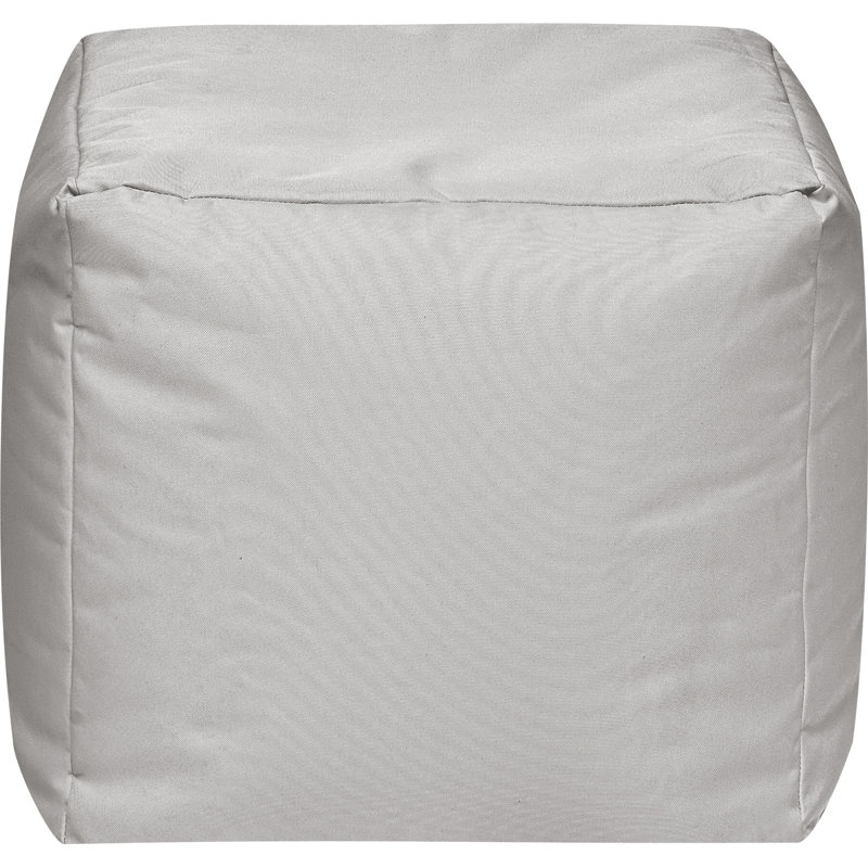 Moseley 16" Square Bean Bag Pouf Ottoman, Water-Repellent, Light Gray