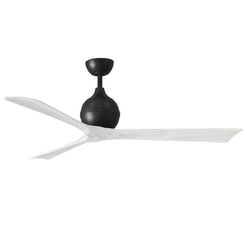 Ventilateur de plafond à 3 pales Irene, Noir mat, Blanc mat, L 60 po