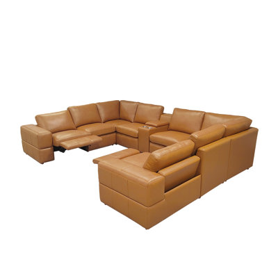 Taspringsbacgrave Leather Match Reclining Modular Sectional