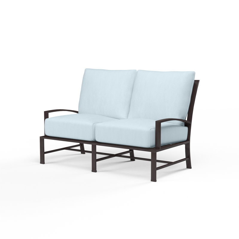 Mulcahey 51'' Wide Straight Aluminum Loveseat with Sunbrella® Cushions, Canvas Skyline Sunbrella®