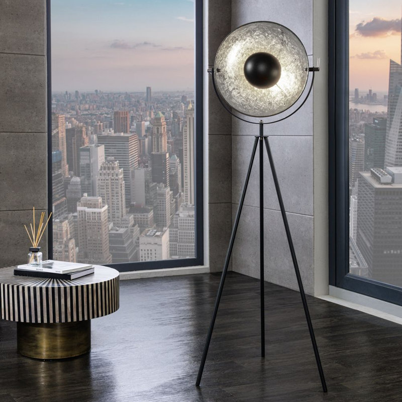Fiedler 146cm Tripod Floor Lamp, Black/Silver