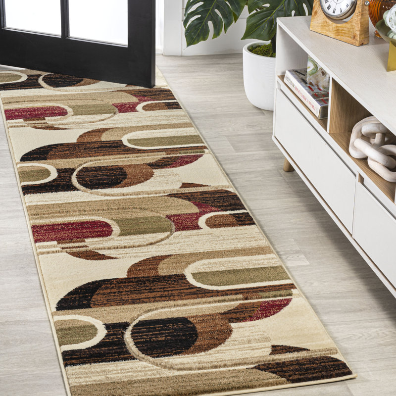 Tapis crème / brun / rouge Kirsti, Tapis de couloir 2 pi 2 po x 7 pi 10 po