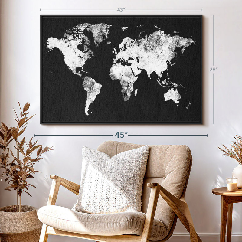 "Art mural carte noir et blanc", H 29 po x l 43 po