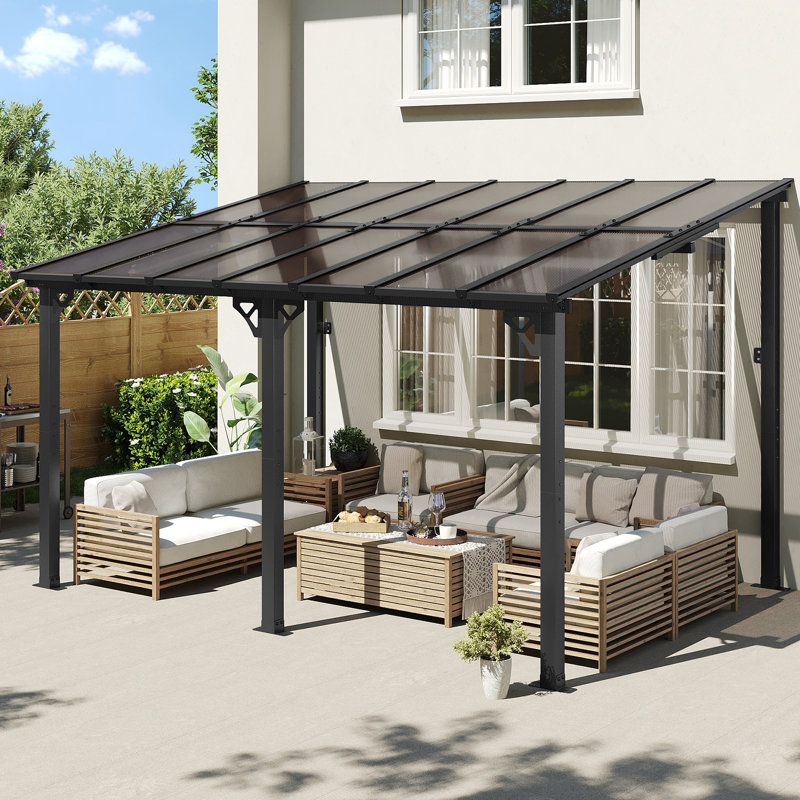 Aoxun 14’X10’ Gazebo Wall Mounted Gazebos Pergola, 98" H x 168" W x 120" D