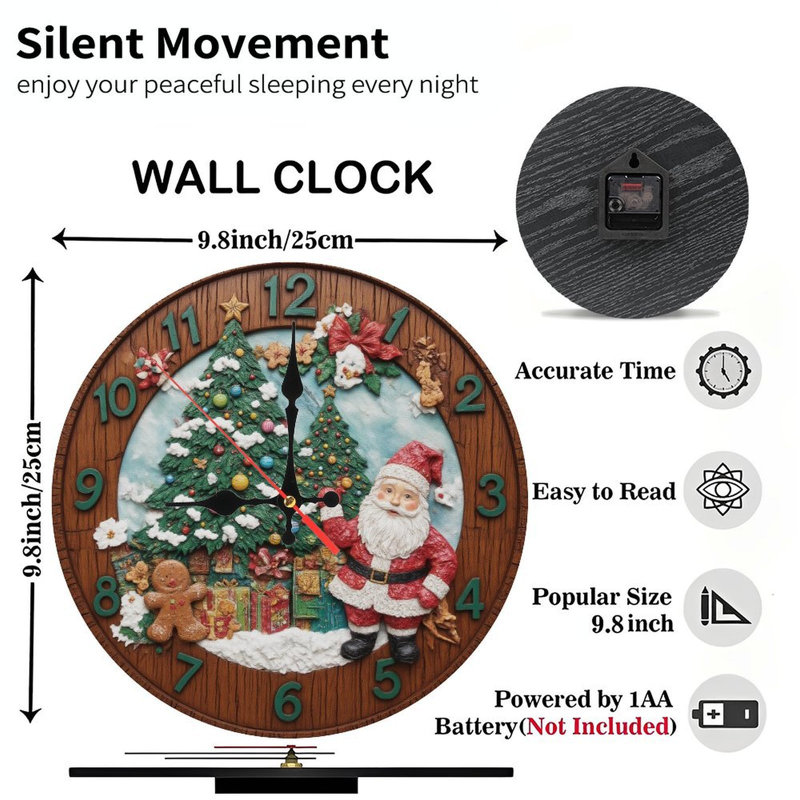 Horloge de Noël avec le Père Noël et les arbres