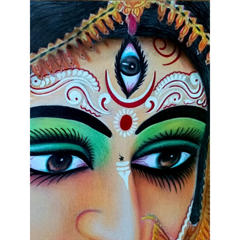 Déesse Durga, peinture | Art au crayon de couleur par Sunil Kumar