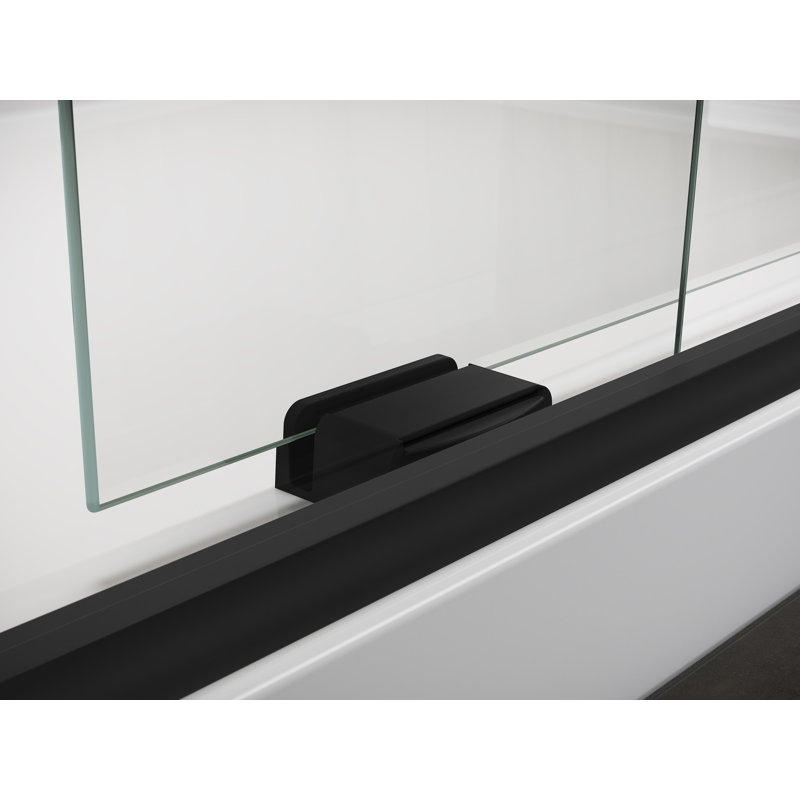 Levity 57" x 59.75" Bypass Bath Door with CleanCoat® Technology, Crystal Clear, Matte Black