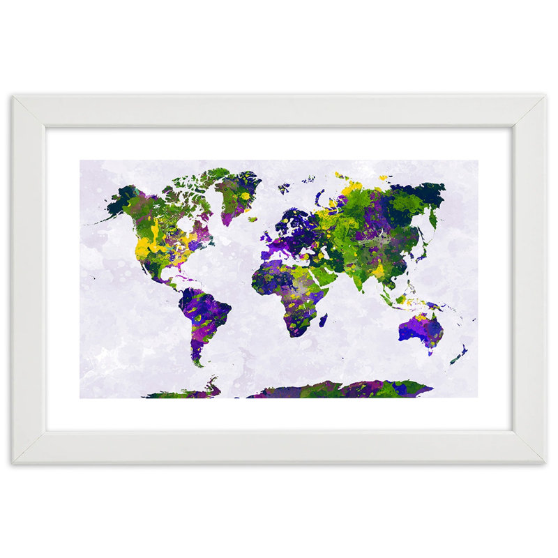 Painted Office Cards - Single Picture Frame Print, 70cm H x 100cm W, White
