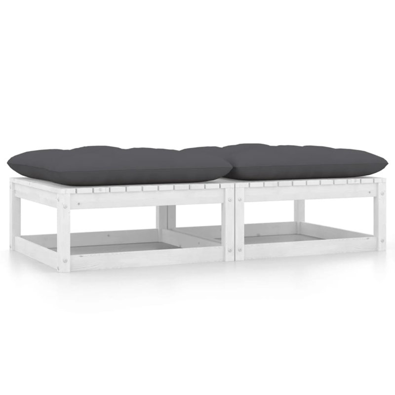 Repose-pieds d'extérieur en pin, Blanc / Gris