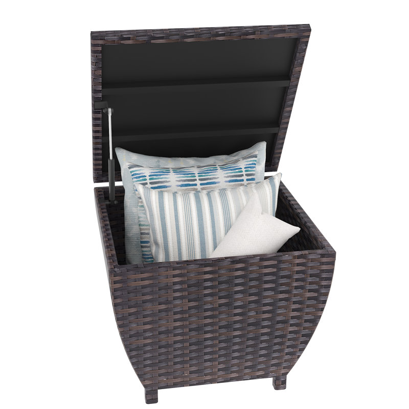 Boîte de rangement d'extérieur en osier brun 13 gallons Aura, Brun