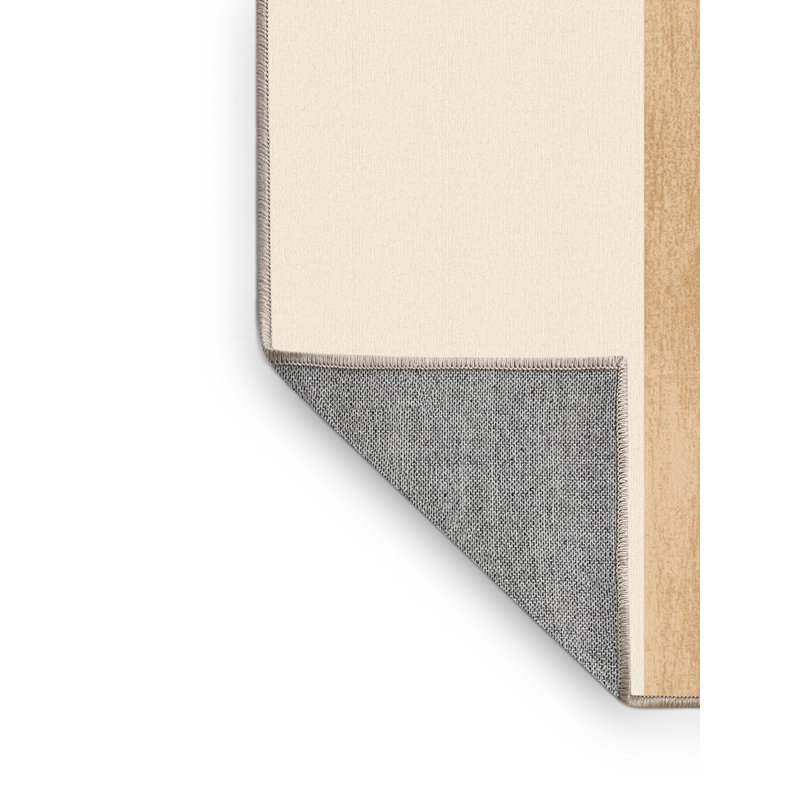 Machine Washable Carlstadt Minimalist Rug in Beige – Beige Binding, 7' Round