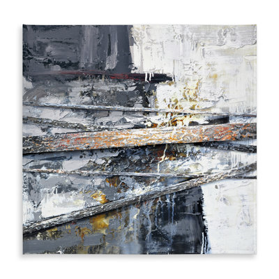 Abstract Bedroom White Tablecloth | Texturized Paint Stripes