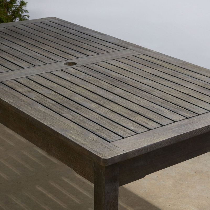 Table de salle à manger de patio rectangulaire en bois d'acacia gris délavé gris, Gris délavé