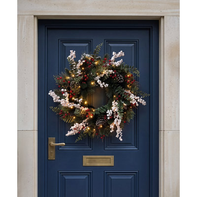 WINTER BLUSH 66 cm Lighted Mixed Assortment Artificial Wreath