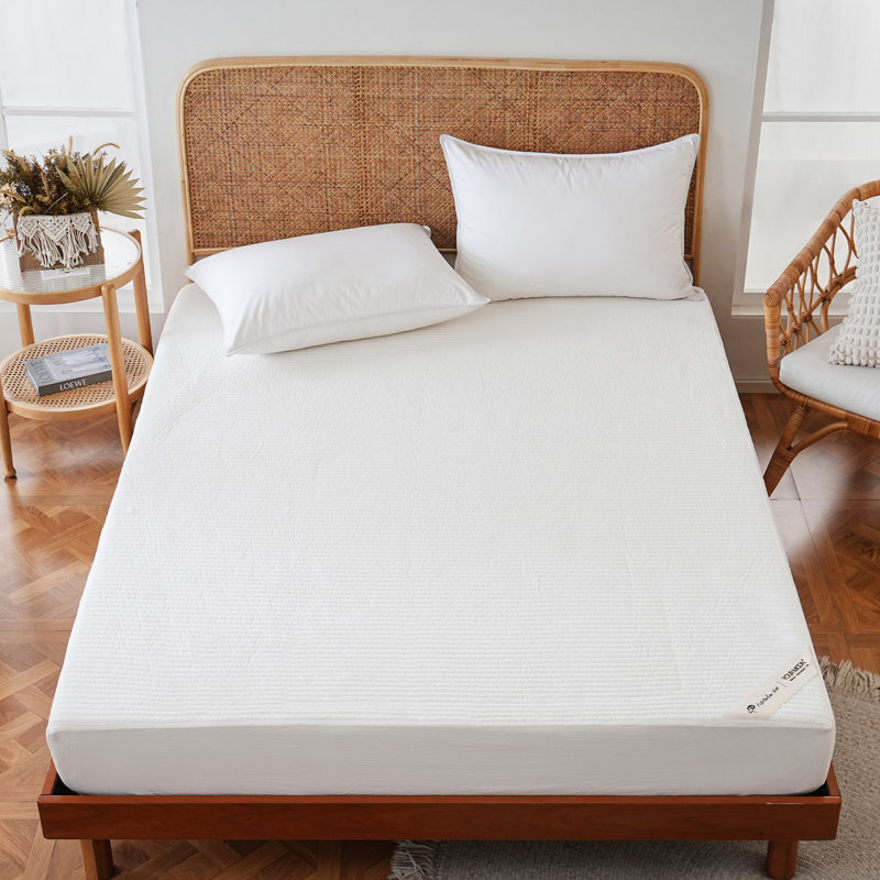 Protège-matelas à bourre en laine 200GSM, Blanc, Full