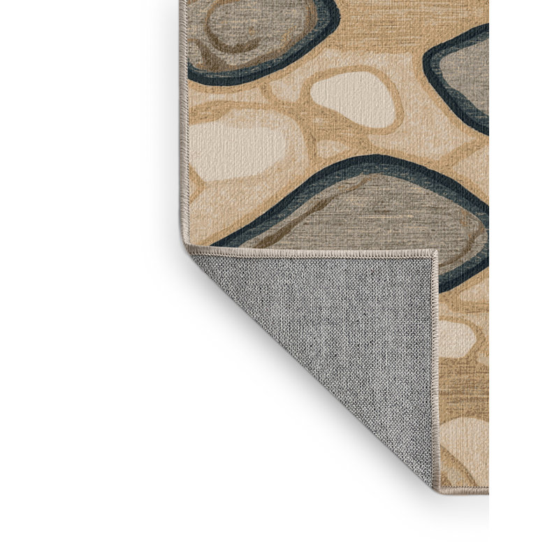Washable Beach Rocks Hawaiian Area Rug, Round 7'