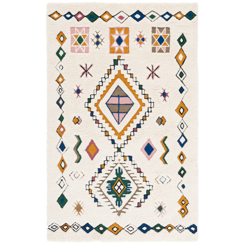 Tapis ivoire / vert Aril 921, Rectangle 4pi x 6 pi