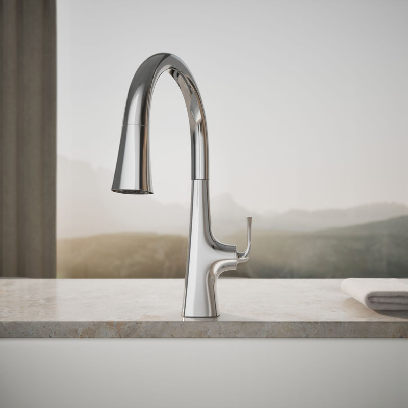 Graze Touchless Pull-Down Kitchen Sink Faucet With Three-Function Sprayhead, Polished Chrome
