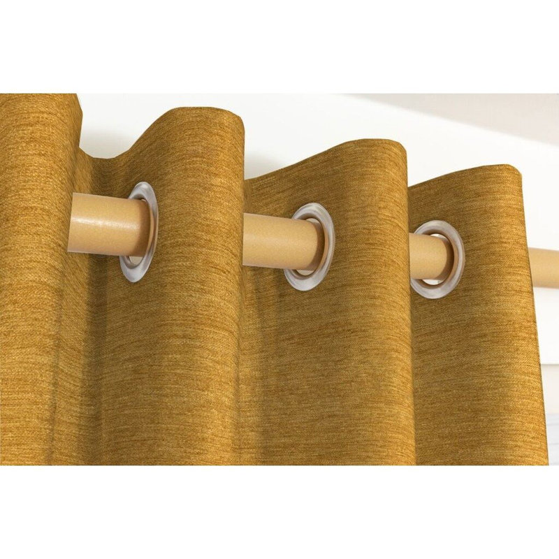 Cotton Blend Blackout Curtain, Mustard Yellow, 66"W x 54"L