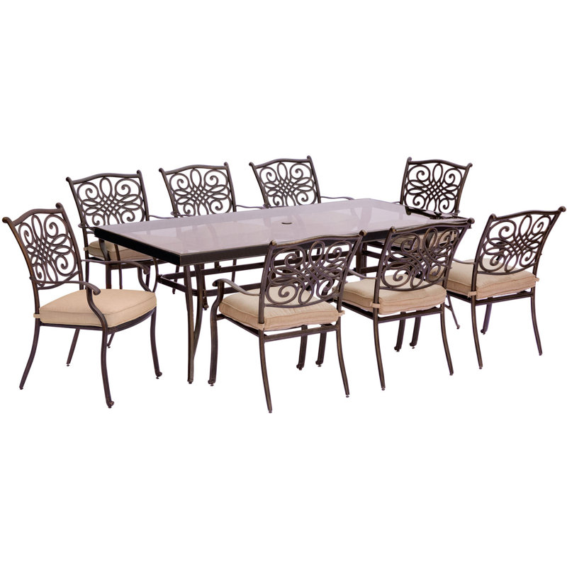 Carleton Rectangular 8 - Person 83.74'' Long Dining Set with Cushions, Natural Oat