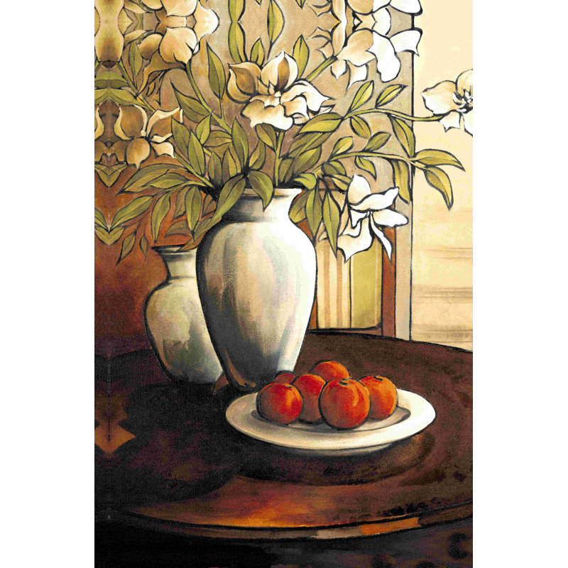 " White Flowers And Oranges " Painting Print, 12" H x 8" W  