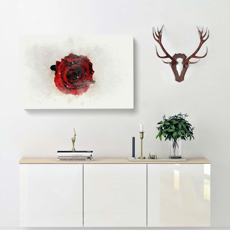 Red Rose In Bloom In Abstract - Wrapped Canvas, 40cm H x 60cm W x 3cm D