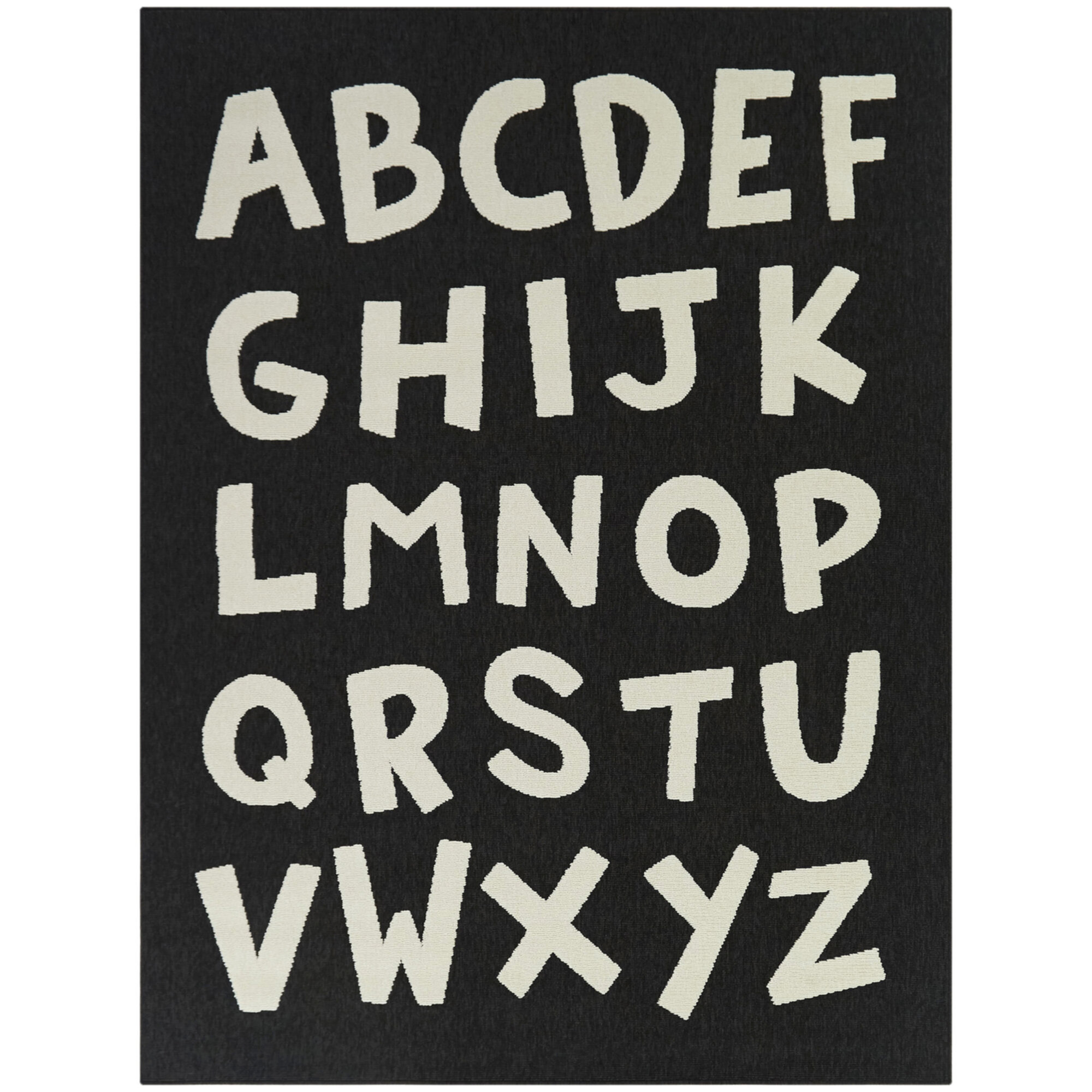 Kids Alphabet Area Rug, Rectangle 4'4" x 6', Charcoal