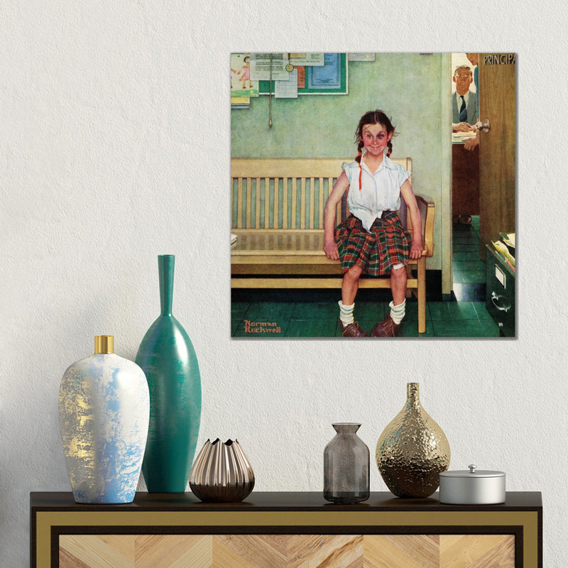 Shiner (Outside The Principal's Office) by Norman Rockwell - 1 Piece Wrapped Canvas Wall Art, 45.72 cm H x 45.72 cm W